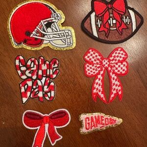 NEW Gameday & Bow Embroidered Patch Set